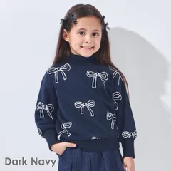 [ダークネイビー]子供服 裏起毛 トレーナー ベビー キッズ マタニティ 総柄 トップス 長袖 ハイネック 秋冬 90 100 110 120 130 140 evercloset ever closet エバクロ エバークローゼットのサムネイル