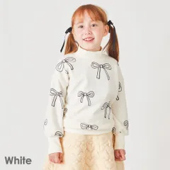 [ホワイト]子供服 裏起毛 トレーナー ベビー キッズ マタニティ 総柄 トップス 長袖 ハイネック 秋冬 90 100 110 120 130 140 evercloset ever closet エバクロ エバークローゼットのサムネイル