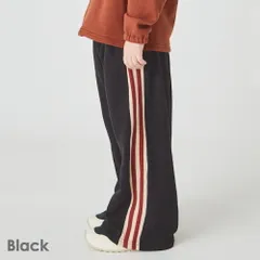 [ブラック]子供服 裏起毛 パンツ ベビー キッズ マタニティ サイドライン ズボン 長ズボン ワイドパンツ 100 110 120 130 140 evercloset ever closet エバクロ エバークローゼットのサムネイル