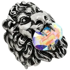 グッチ GUCCI ライオンヘッド リング 指輪 レディース リング 18号 シルバーメッキ カラーストーン シルバー オーロラ メンズ 【中古】