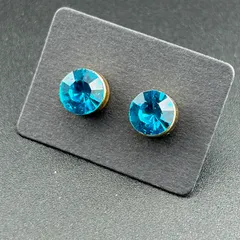 【新品】アクセサリー ピアス◆ブルー カラー ラインストーン 大きめ 両耳セット レディース◆キャッチ付◆スタッドピアス◆