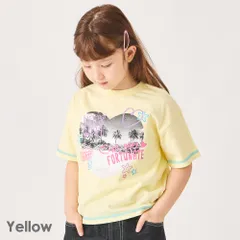 [イエロー]子ども服 プリント 半袖  Tシャツ ベビー キッズ マタニティ トップス 綿 コットン 女の子 90 100 110 120 130 140