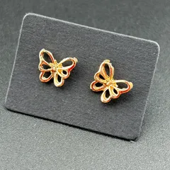 【新品】アクセサリー ピアス◆ゴールド カラー 蝶 大きめ 両耳セット レディース◆キャッチ付◆スタッドピアス◆