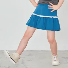 [ダークブルー]子供服 バルーンスカッツ 女の子 キッズ  子供服 こども服 スカッツ スカート インナー付き ボトム 90 100 110 120 130 140 春夏 evercloset ever closet エバクロ エバークローゼット