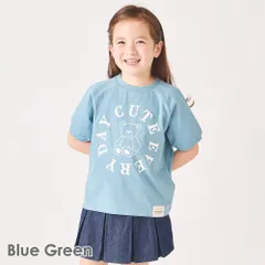 [ブルーグリーン]子ども服 プリント 半袖 Tシャツ ベビー キッズ マタニティ トップス 綿 コットン 女の子 男の子 90 100 110 120 130 140