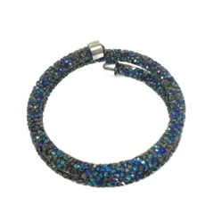 スワロフスキー SWAROVSKI クリスタルダスト 2連 ブレスレット バングル ブルー系