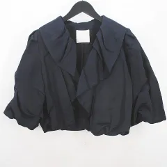 ランバン LANVIN ジャケット 七分袖 ギャザー 42 ネイビー 紺系 リネン コットン フランス製のサムネイル