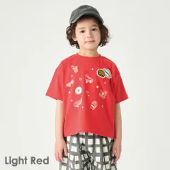 [ライトレッド]子ども服 プリント Tシャツ ベビー キッズ マタニティ トップス 綿 コットン 女の子 男の子 90 100 110 120 130 140