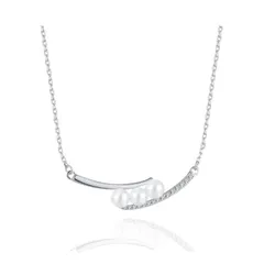 [Cute jewelry　Mei Leaf] 淡水パール 淡水真珠 貝パール ネックレス レディース シルバー925 アジャスター付き (a' スマイル型 ギフト用) [a' スマイル型 ギフト用]