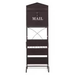 「数量限定セール」 【ブラウン】ポスト 置き型 スタンドポスト 大型 郵便受け 郵便ポスト  おしゃれ レトロ 一戸建て用 大容量 北欧 アンティーク 脚付き 収納 メールボックス A4対応 新聞受け 高級   