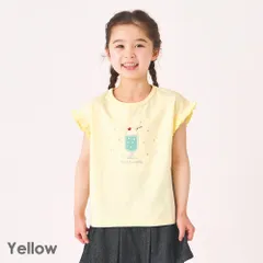 [イエロー]子ども服 プリント Tシャツ ベビー キッズ マタニティ トップス 半袖tシャツ 綿 コットン 女の子 90 100 110 120 130 140