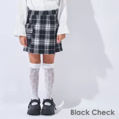 [ブラックチェック]子供服 ラップ キュロット スカート キッズ 半ズボン ショートパンツ ショーパン 短パン ズボン 女の子 秋 100 110 120 130 140 150 evercloset ever closet エバクロ エバークローゼット