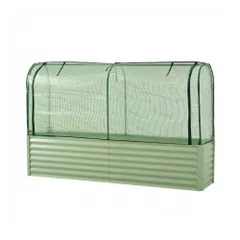 「数量限定セール」 レイズドベッド 大型ガーデンベッド L200×W50×H45cm 保温カバー付き 腐らない 家庭用プランター 屋外野菜果物栽培用 ガーデンフレーム おしゃれ 組立簡単 DIY 花植物 花園 庭園 家庭菜園向け【ペールグリーン】   