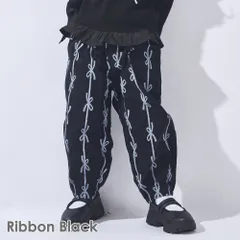 [リボンブラック]子供服 パンツ ベビー キッズ マタニティ ゆったり バルーンパンツ ハート リボン柄 100 110 120 130 140 150 evercloset ever closet エバクロ エバークローゼット
