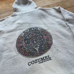 80's COZUMEL Aztec Design Mexican parka. 古着　メキシカンパーカー　アステカ　コットン　コスメル　ホワイト　白　XL