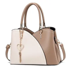 [ReiLuana] ショルダー バッグ レディース 2way ハンドバッグ 斜めがけ 多収納 仕切り 自立型 チャーム付き (ベージュ) [ベージュ]