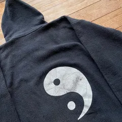 90's Yin and Yang logo cotton Mexican parka. 古着　メキシカンパーカー　陰陽　コットン　ブラック　黒　XL