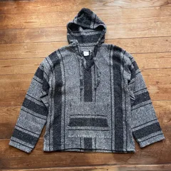 90's mulch stripe Mexican parka. 古着　メキシカンパーカー　マルチストライプ　グレー　ブラック　黒　L