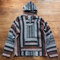 80's Señor Lopez  mulch stripe Mexican parka. 古着　メキシカンパーカー　マルチストライプ　ブラック　ブラウン　L