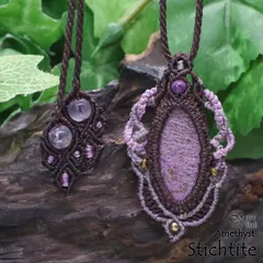 レア★友を見出す紫の魔石『スティヒタイト』マクラメ編トップネックレス