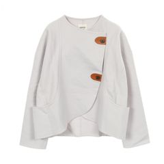 HERMES シャツ ジャケット シルバー セリエボタン レザータブ E4861 