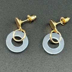 【新品】アクセサリー ピアス◆ゴールド×水色 カラー まる 揺れる シンプル 両耳セット レディース◆キャッチ付◆