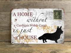 【Cardigan Welsh Corgi/ウェルシュ・コーギー・カーディガン】 メタルプレート メッセージ 犬 雑貨 グッズ アート ポスター おしゃれ インテリア 壁飾り アンティーク風 110