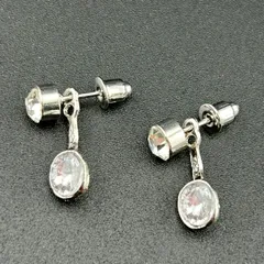 【新品】アクセサリー ピアス◆シルバー カラー まる 揺れる シンプル ラインストーン 両耳セット レディース◆キャッチ付◆