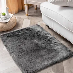 【数量限定】シープスキン 厚手 極厚毛足約5cm 柔らかい 手触り優しい ふわふわ 滑り止め付 折り畳み 洗える ムートンマット 抗菌 防ダニ カーペット 北欧 キャンプ ラグマット 冷房 床暖房対応 Phantoscope 60×90cm ホワイティッシュチ