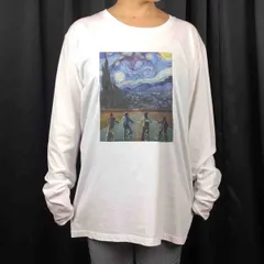 オリジナル ロンT ストレンジャーシングス ゴッホ 星月夜 海外ドラマ パロディ ロンT S M L XL タイト ジャスト 大きい ビッグ オーバーサイズ メンズ レディース ユニセックス ピンククリーム