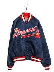 【お得なクーポン配布中!】 90s USA製 ブレーブス ナイロン サテン スタジャン メンズ XL オールド MLB オフィシャル スターター 中綿 キルティング ライナー ブルゾン