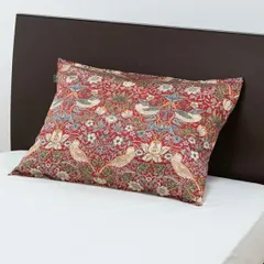 モリスギャラリー ピローケース 63×43cm枕用 (ピローケースサイズ90×45cm）西川 MG3604 レッド 枕カバー PJ03355697 いちご泥棒 日本製 綿100％ サテン 赤 封筒式