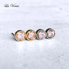 ✴︎桜色のきらめき✴︎ つけっぱなしOK 奇跡の宝石 サクラピンク モアサナイト 一粒 ベゼルピアス 4mm 宝石質AAA 316 サージカルステンレス 両耳用 金属アレルギー対策