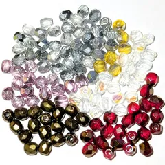 チェコビーズ ファイヤーポリッシュ 3mm クリスタルAB 他 合計124粒 まとめ売り