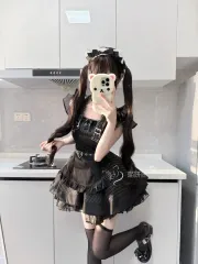 地雷系 DARK メイド服 Sweet Sad スタイル ロリータ ONE PIECE セット (2 COLOR)