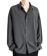 [Lunenon Soleil] [ルネノンソレイユ] 【クール×軽い】 メンズ 長袖 シャツ トップス ろんてぃー 軽い 秋服 春服 無地 春 秋 薄手 ワイシャツ カジュアル シンプル かっこいい tshirt 40代 50代 [ダークグレー] [3XL]