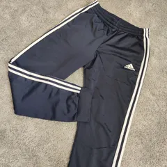 アディダス　ADIDAS　ジャージ　トラックパンツ　ズボン　NAVY　ネイビー　WHITE　ホワイト　メンズ　中古　古着