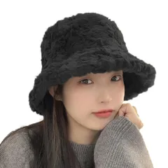 [FARFADET] ふわふわ バケットハット フェイクファー ふんわり バケハ レディース あったか 秋 冬 かわいい 防寒 (ブラック) [ブラック] [Free Size]