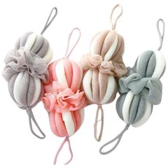 RYUBOF 泡立てネット ボディタオル 背中洗い 伸縮100cm ボディスポンジ 身体用 ウォッシュネット 濃密泡立ち やわらか 高齢者 介護用品 吊り下げ収納 バス用品【4色セット】 