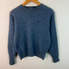 90s Polo by Ralph Lauren ポロバイラルフローレン ウールニット ロゴ刺繍 ブルー Lサイズ メンズ 古着 ストリート アメカジ