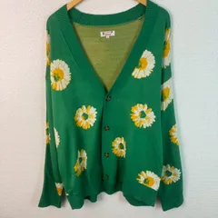 Patina パティーナ 花柄 ニット カーディガン グリーン Mサイズ メンズ 古着 レトロ アメカジ