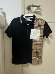 バーバリーキッズ ブラック CHECK 半袖 カラーTシャツ 12Y