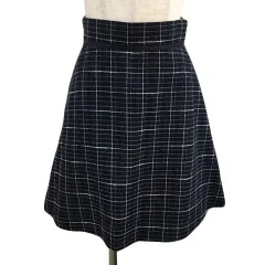 ジルバイジルスチュアート JILL by JILLSTUART スカート 台形 フレア ミニ ツイード チェック ラメ S 紺 グレー ネイビー