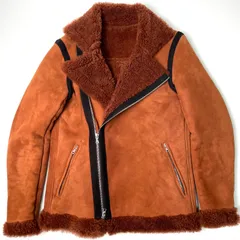 【日本製】UNITED TOKYO ムートン ライダースジャケット 茶 1 羊革 本革