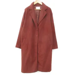 サマンサモスモス SM2 チェスターコート ロング丈 オープンカラー シングルボタン ダイアゴナルストライプ柄 M 茶 ブラウン /FF3