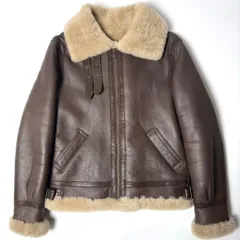【羊毛革】Haruf ムートンジャケット B-3 茶 M ボア ボマー フライトジャケット