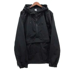 ユナイテッドアスレ UNITED ATHLE コットンライク ナイロン アノラック パーカー ブラック 黒 L 7211-01