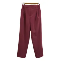 グローバルワーク GLOBAL WORK パンツ テーパード ロング 無地 ウエストゴム ハイウエスト タック M ピンク