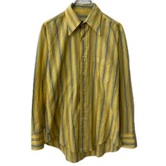 長袖 ストライプシャツ L～ イエロー ブルー マルチストライプ 胸ポケット 長袖シャツ トップス 春物 a712-6731