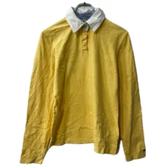 TOMMY HILFIGER 長袖 無地ポロシャツ M イエロー ホワイト トミーヒルフィガー プルオーバー ラガーシャツ 秋物 a712-6733